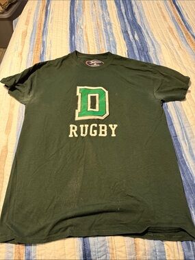 Unbranded Dark Green 'D Rugby' Short-Sleeve Graphic Tee